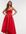 Oversized bow high low midi dress in red