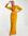 Satin maxi dress with batwing sleeve and wrap waist in mustard-Yellow