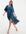 Midi wrap dress in blue leo print-Multi