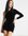 One shoulder ruched side velvet mini bodycon dress in black