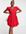 Broderie anglaise wrap dress in red