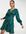 Satin wrap mini dress in emerald-Green