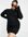 Grungy round neck jumper dress-Black