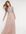 Bridesmaid long sleeve v back maxi tulle dress with tonal delicate sequin in taupe blush-Brown