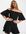Off shoulder mini dress with pep hem in black