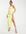 The label satin ruched maxi dress with thigh split in yellow