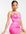 Satin mini dress with ruched cup detail in hot pink