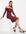 Off shoulder jumper dress in burgundy-Red