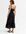 Black Linen-Look Shirred Frill Strappy Tiered Midi Dress