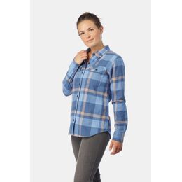 W'S L/S Organic Cotton Mw Fjord Flannel Shirt Marineblauw/Geschakeerd
