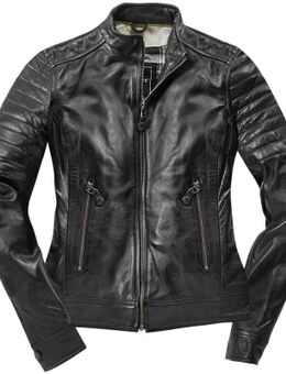 Ilam Dames motorfiets lederen jas, zwart, afmeting S voor vrouw