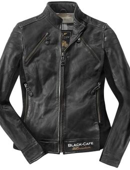 Semnan Dames motorfiets lederen jas, zwart, afmeting XL voor vrouw