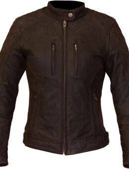 Mia Dames motorfiets lederen jas, bruin, afmeting XL voor vrouw