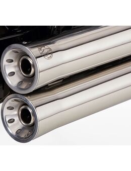 Double Groove compleet uitlaatsysteem hoogglans gepolijst roestvrij staal zilver, zilver