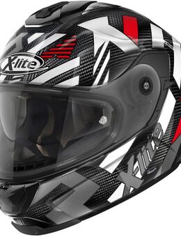 X-903 Ultra Carbon Creek N-Com Helm, zwart-wit-rood, afmeting M