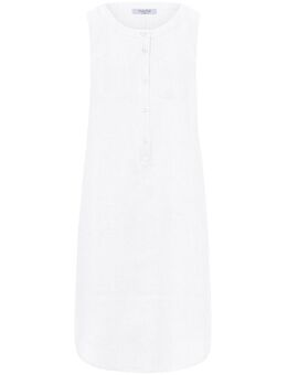 Mouwloze jurk 100% linnen ronde hals Van wit