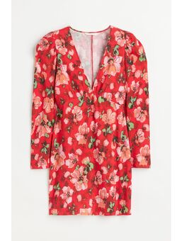 Gedessineerde Jurk Met Pofmouwen Alledaagse jurken in maat M. Kleur: Red/floral