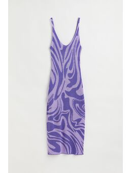 Gebreide Jurk Paars/dessin Alledaagse jurken in maat S. Kleur: Purple/patterned