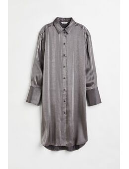 Oversized Overhemdjurk Zilverkleurig Alledaagse jurken in maat S. Kleur: Silver-coloured