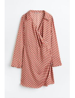 Overslagjurk Rood/dessin Alledaagse jurken in maat XL. Kleur: Red/patterned