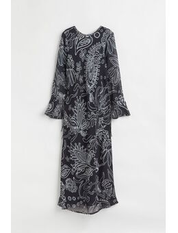 Chiffon Jurk Met Dessin Zwart/dessin Alledaagse jurken in maat XS. Kleur: Black/patterned