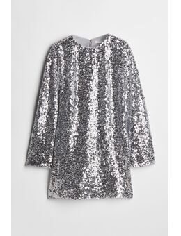 Jurk Met Pailletten Zilverkleurig Alledaagse jurken in maat XS. Kleur: Silver-coloured
