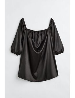 + Satijnen Off-the-shoulderjurk Zwart Alledaagse jurken in maat L. Kleur: Black