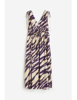 Jurk Met Gedrapeerd Strikdetail Donkerpaars/zebradessin Alledaagse jurken in maat XL. Kleur: Dark purple/zebra print