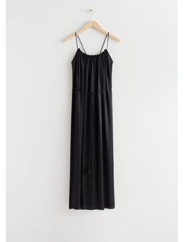 Strappy Tassel Tie Midi Dress Black Alledaagse jurken in maat 44