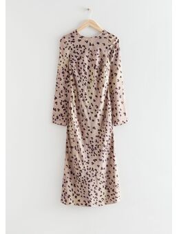 Midi-jurk Met Open Rug Beige Luipaardprint Alledaagse jurken in maat 42. Kleur: leopard print