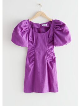Textured Puff Sleeve Mini Dress Purple Alledaagse jurken in maat 44