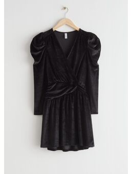 Draped Velvet Mini Dress Black Partyjurken in maat 40