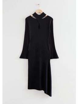 Nauwsluitende Midi-jurk Met Sleutelgat Zwart Alledaagse jurken in maat XS. Kleur: Black
