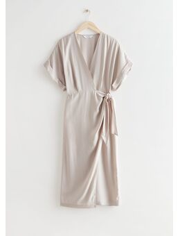 Fold-up Sleeve Midi Wrap Dress Mole Alledaagse jurken in maat 32