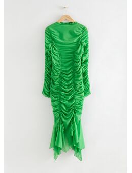 Nauwsluitende Midi-jurk Met Ruches Heldergroen Alledaagse jurken in maat S. Kleur: Bright green
