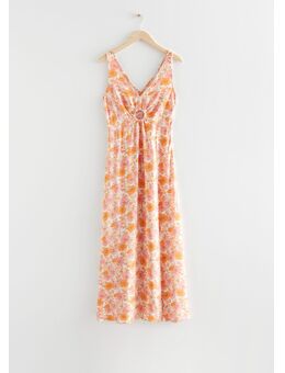 Mouwloze Maxi-jurk Met Print Oranje/roze Bloemen Alledaagse jurken in maat 38. Kleur: Orange/pink florals