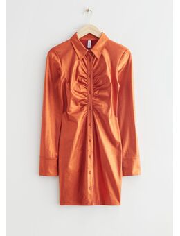 Metallic Shirt Mini Dress Orange Alledaagse jurken in maat 34. Kleur: Orange metallic