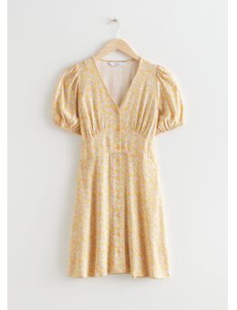 Mini-jurk Met Print En Knopen Gele Alledaagse jurken in maat 36. Kleur: Yellow print