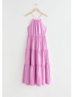 Maxi-jurk Met Volants En Spaghettibandjes Roze Alledaagse jurken in maat 44. Kleur: Pink