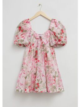 Babydoll-jurk Met U-vormig Staafje Roze Bloemenprint Alledaagse jurken in maat 36. Kleur: Pink floral print