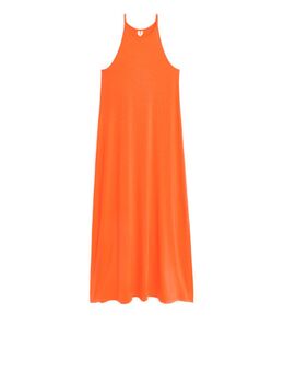 Jurk Van Lyocell Met Bandjes Oranje Alledaagse jurken in maat XS. Kleur: Orange