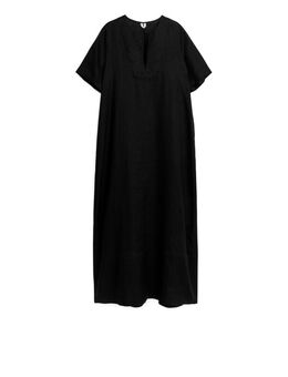 Linnen Maxi-jurk Zwart Alledaagse jurken in maat 34. Kleur: Black