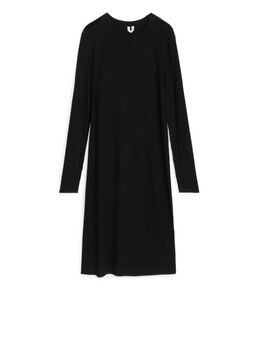 Rib Knit Dress Black Alledaagse jurken in maat L