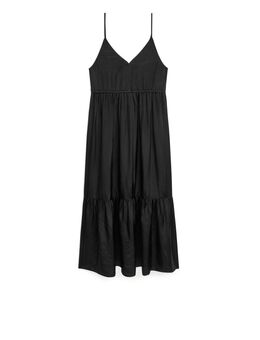 Tiered Strap Dress Black Alledaagse jurken in maat 44