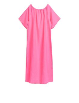 Linnen Jurk Roze Alledaagse jurken in maat M. Kleur: Pink