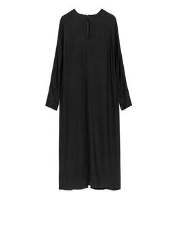Fluid Long Sleeve Dress Black Alledaagse jurken in maat 36