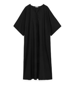 V-neck Tunic Dress Black Alledaagse jurken in maat 34
