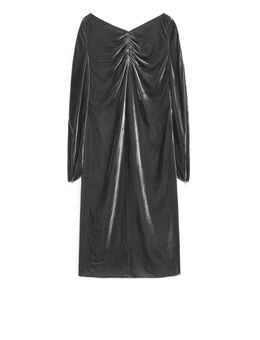 Ruched Velvet Dress Grey Alledaagse jurken in maat 34