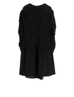 Midi-jurk Met Ruches Zwart Alledaagse jurken in maat 42. Kleur: Black