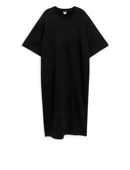 Short Sleeve Sweatshirt Dress Black Alledaagse jurken in maat XS